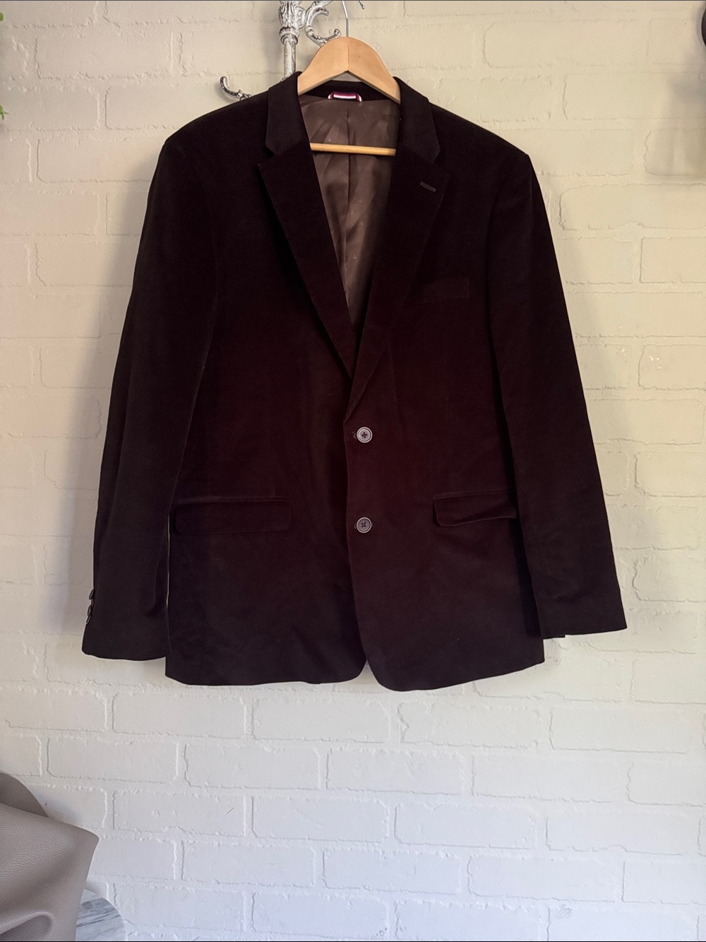 Tommy Hilfiger suit coat blazer sports brown velvet corduroy 44R